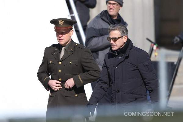 George Clooney, Matt Damon na planie filmu "The Monuments Men"